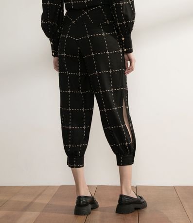 Pantalón Aladim en Lino con Estampado Cuadrillé 5