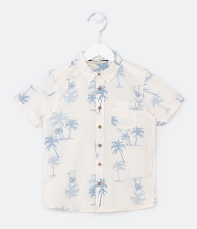 Camisa Infantil Manga Corta con Cocoteros Estampados - Talle 05 a 14 años
