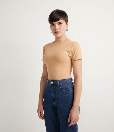 Blusa Cropped Básica en Algodón con Manga Corta