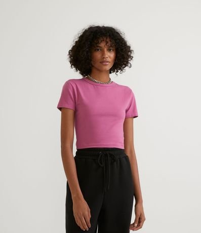 Blusa Cropped Básica en Algodón con Manga Corta 1