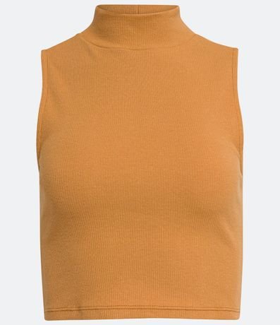 Blusa Cropped Básica sin Manga en Algodón con Cuello Alto 7