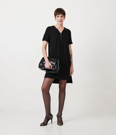 Vestido Corto con Cuello V y cremallera para Cierre 2