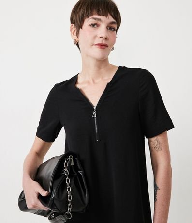 Vestido Corto con Cuello V y cremallera para Cierre 5