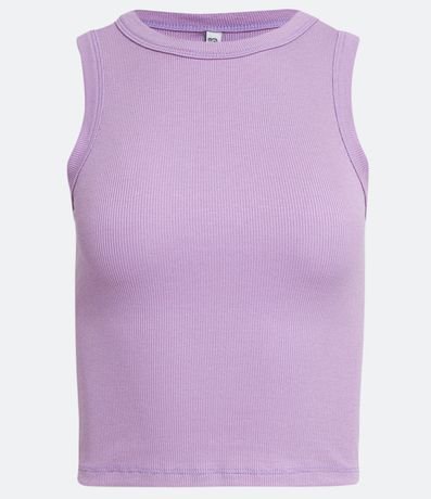 Blusa Cropped sin Manga en Ribana con Cuello Redondo 5