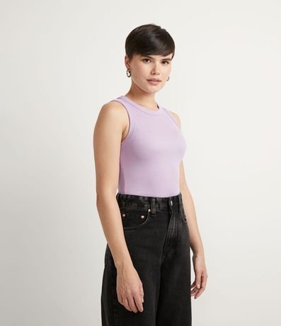 Blusa Cropped sin Manga en Ribana con Cuello Redondo 1