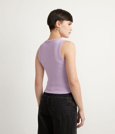 Blusa Cropped sin Manga en Ribana con Cuello Redondo 2