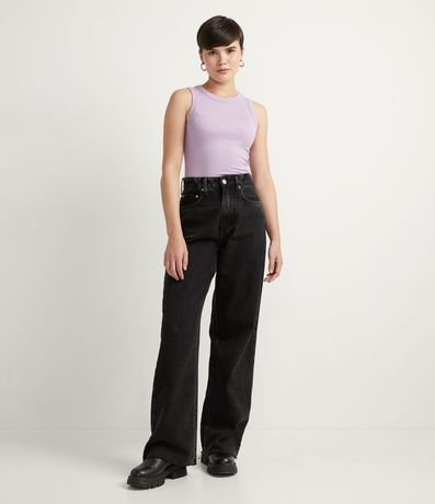 Blusa Cropped sin Manga en Ribana con Cuello Redondo 4