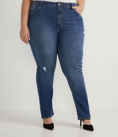 Pantalón Recto en Jeans con Desgastes 1