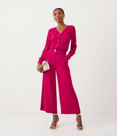 Pantalón Wide Leg con Tejido Texturizado y Cierre en Botones 1