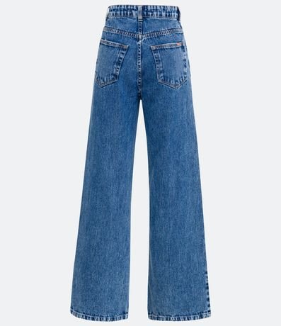 Pantalón Wide Leg Jeans con Cintura Alta y Pespuntos Contrastantes 7