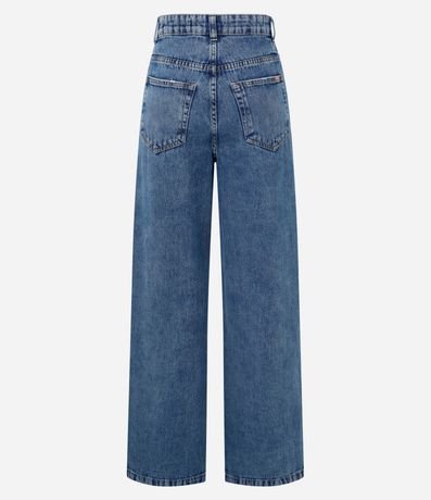 Pantalón Wide Leg Jeans con Cintura Alta y Pespontos Contrastantes 8