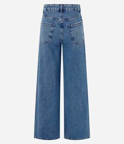 Pantalón Wide Leg Jeans con Cintura Alta y Pespontos Contrastantes 9