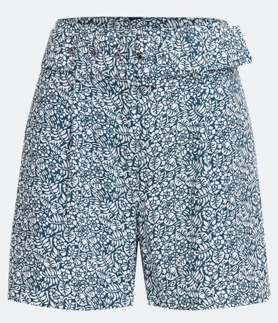Bermuda en Lino con Cinturón y Estampado Floral 5