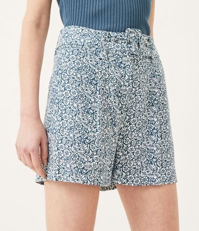 Bermuda en Lino con Cinturón y Estampado Floral 2