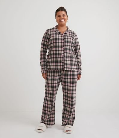 Pijama Americano en Algodón con Estampado de Cuadros Curve & Plus Size 1