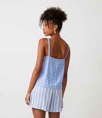 Blusa Musculosa en Viscolino con Estampado de Cuadros 3