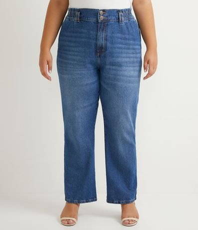 Pantalón Recto Jeans con Cintura Elástica Curve & Plus Size 1
