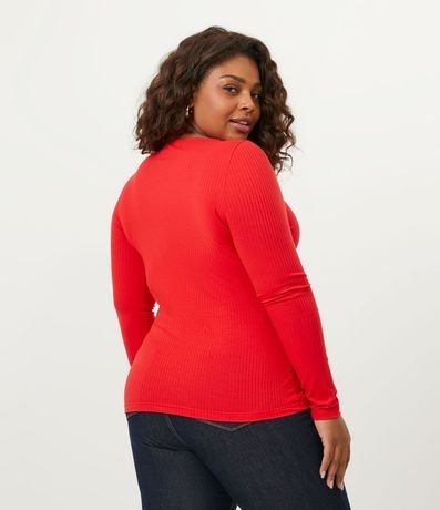 Blusa en Viscosa Acanalada con Escote V Curve & Plus Size 2