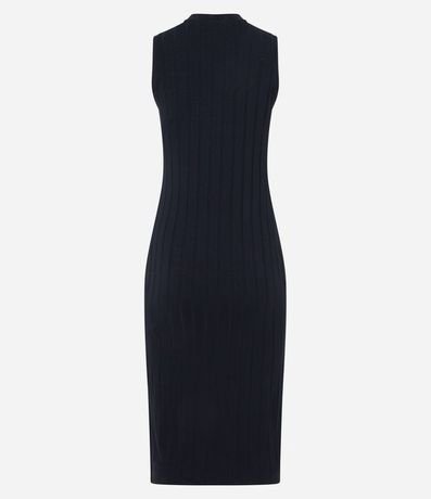 Vestido Midi en Viscosa con Cuello Alto Básico y Acanalado 6