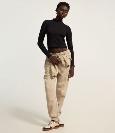 Blusa en Algodón Manga Larga y Cuello Alto 2