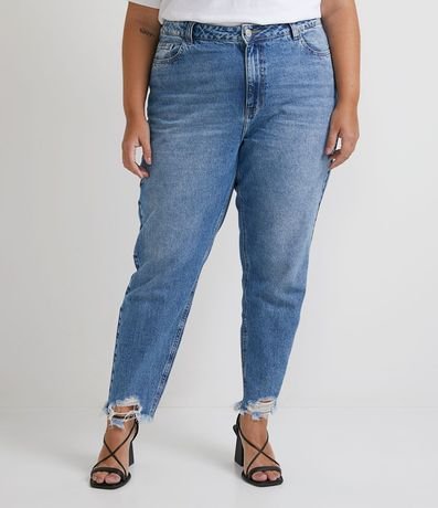 Pantalón Mom Jeans con Barra Deshilachada Curve & Plus Size 1