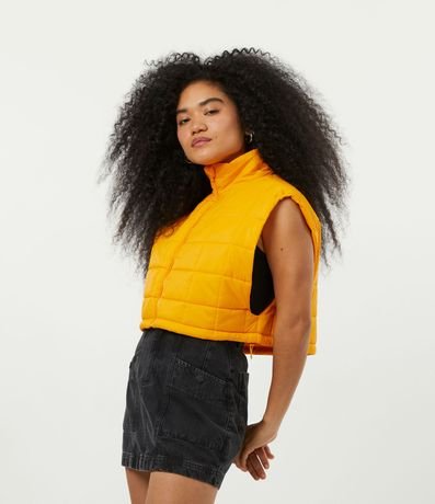 Chaleco Cropped Puffer en Poliamida con Cuello alto