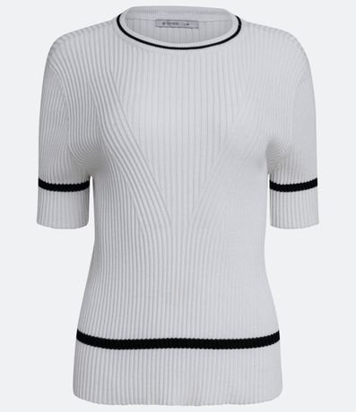 Blusa de Punto Acanalado con Rayas Contrastantes 5
