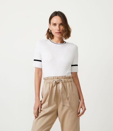 Blusa de Punto Acanalado con Rayas Contrastantes 1