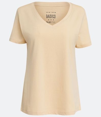 Blusa Básica en Algodón con Escote V y Manga Corta 3