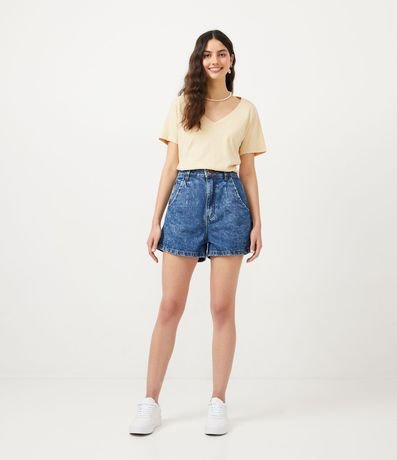 Blusa Básica en Algodón con Escote V y Manga Corta 1