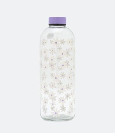 Botella de Vidrio con Estampado de Flores y Capacidad 1L 1