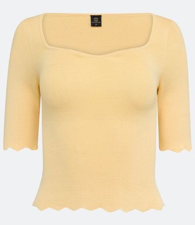 Blusa de Punto con Escote Cuadrado y Volados en la Barra 6