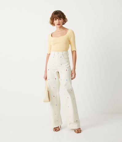 Blusa de Punto con Escote Cuadrado y Volados en la Barra 3