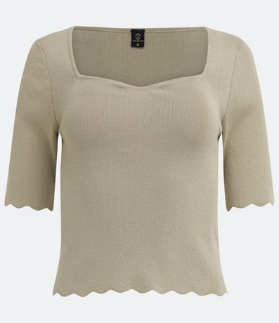 Blusa de Punto con Escote Cuadrado y Volados en la Barra 5