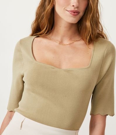 Blusa de Punto con Escote Cuadrado y Volados en la Barra 2