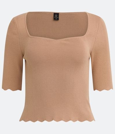 Blusa de Punto con Escote Cuadrado y Volados en la Barra 5