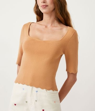 Blusa de Punto con Escote Cuadrado y Volados en la Barra 4