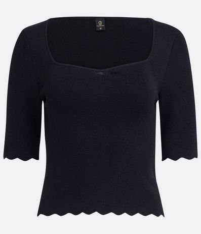 Blusa de Punto con Escote Cuadrado y Volados en la Barra 6
