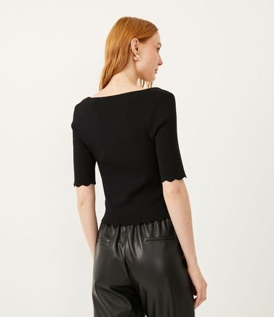 Blusa de Punto con Escote Cuadrado y Volados en la Barra 3