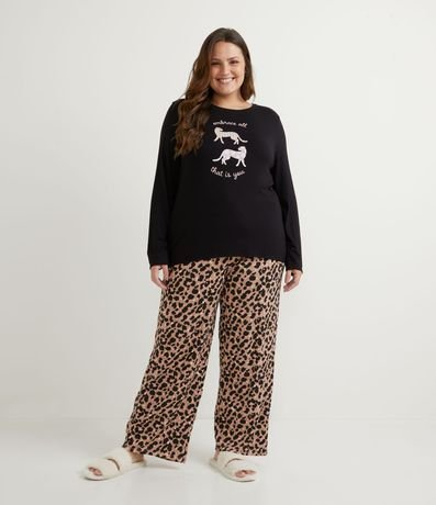 Pijama Largo en Viscolycra con Estampado de Jaguar Curve & Plus Size 1