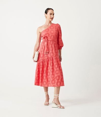 Vestido New Midi en Laise con Hombro Asimétrico