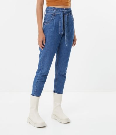 Pantalón Clochard Jeans con Cinturón y Pliegues 1