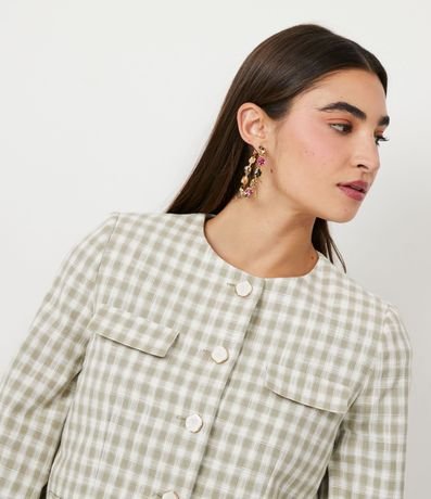 Campera en Algodón con Estampado de Cuadros 4