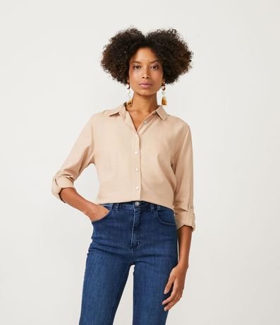 Camisa Básica en Viscolino con Barra Mullet