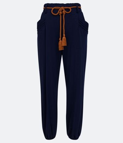 Pantalón Harem en Viscosa con Detalle en el Bolsillo y Cordón en la Cintura 4