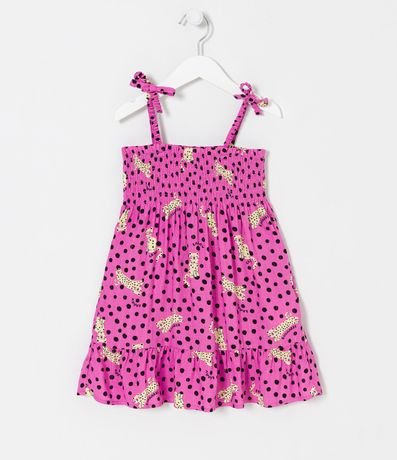 Vestido Infantil en Viscosa con Estampado de Lunares y Jaguar - Talle 1 a 5 años 1