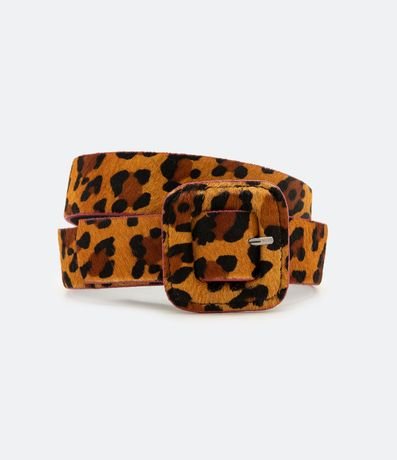 Cinturón Mediano con Hebilla Forrada y Estampado Animal Print Jaguar 1