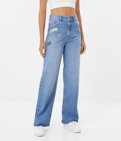 Pantalón años 90 Jeans con Patchs y Barra Cortada a Hilo 1