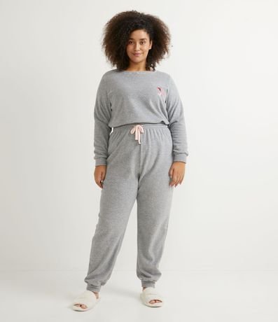 Pijama Largo en Algodón con Bordado de Corazones Curve & Plus Size 1