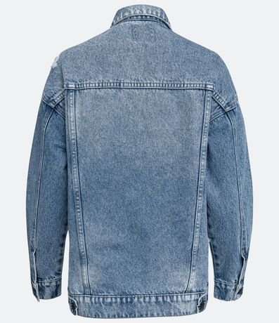 Campera Alargada Jeans con Gastados y Bolsillos Delanteros 9